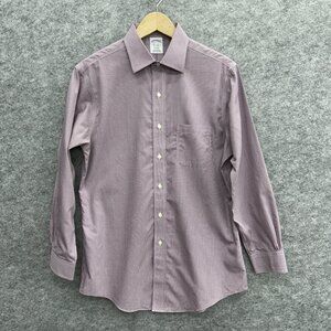 Brooks Brothers Men's Dress Shirt, Button-Up 100% Supima Cotton Red Blue 15.5-32